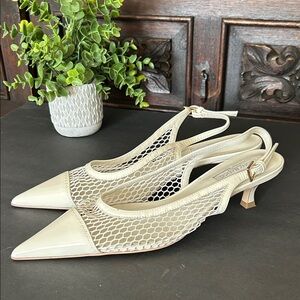 Tony Bianco Cream Mesh Slingback Heels